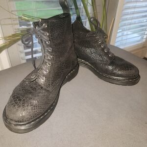 Dr. Martens Black Snakeskin Lace-Up Boots